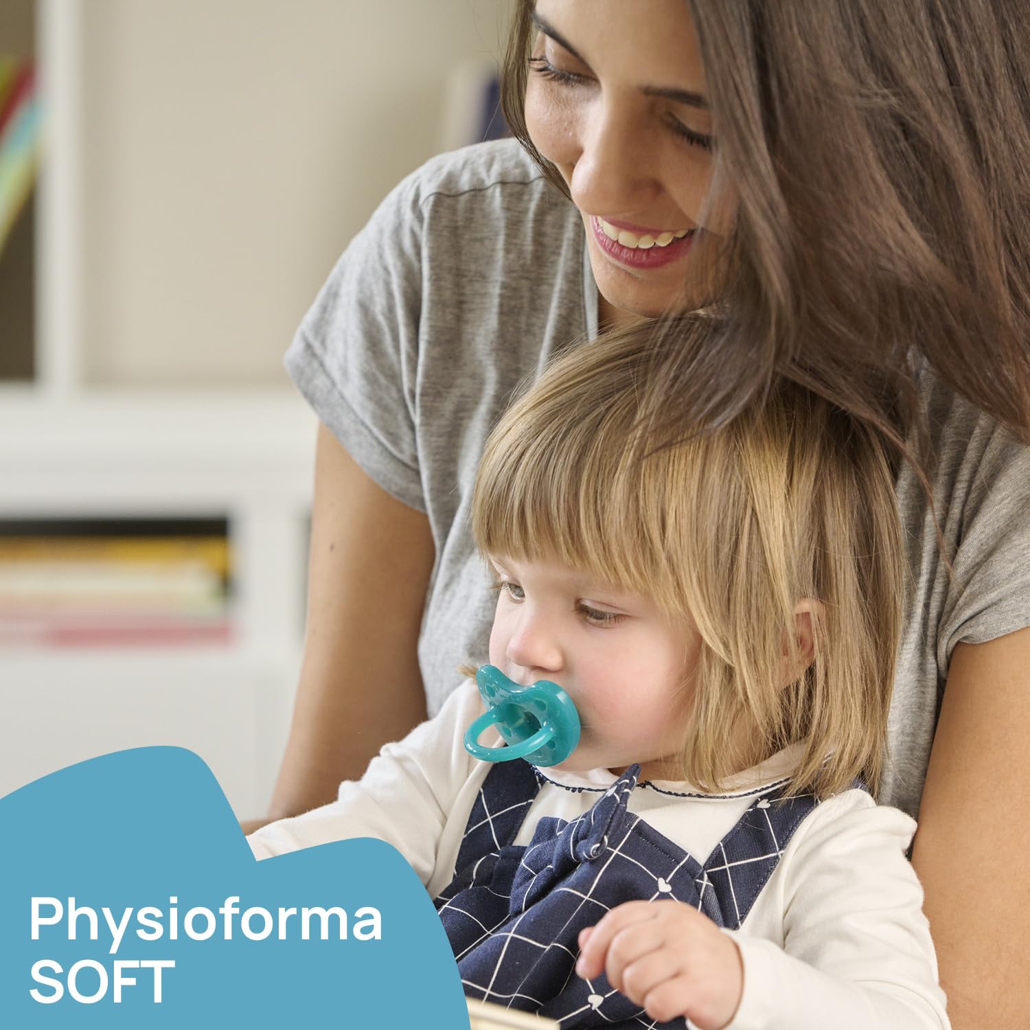 Chicco Physioforma Ciuccio In Silicone 16-36 Mesi, Gommotto Morbido E Delicato, Supporta La Respirazione Fisiologica, Verde Acqua e Azzurro, offerta convenienza