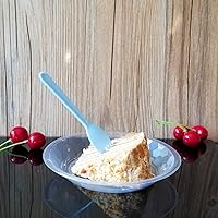 Vista 5 de 100 tenedores desechables de plástico duradero y ecológicos, tenedores y cucharas 2 en 1, ideales para almuerzos escolares, pícnics o restaurantes