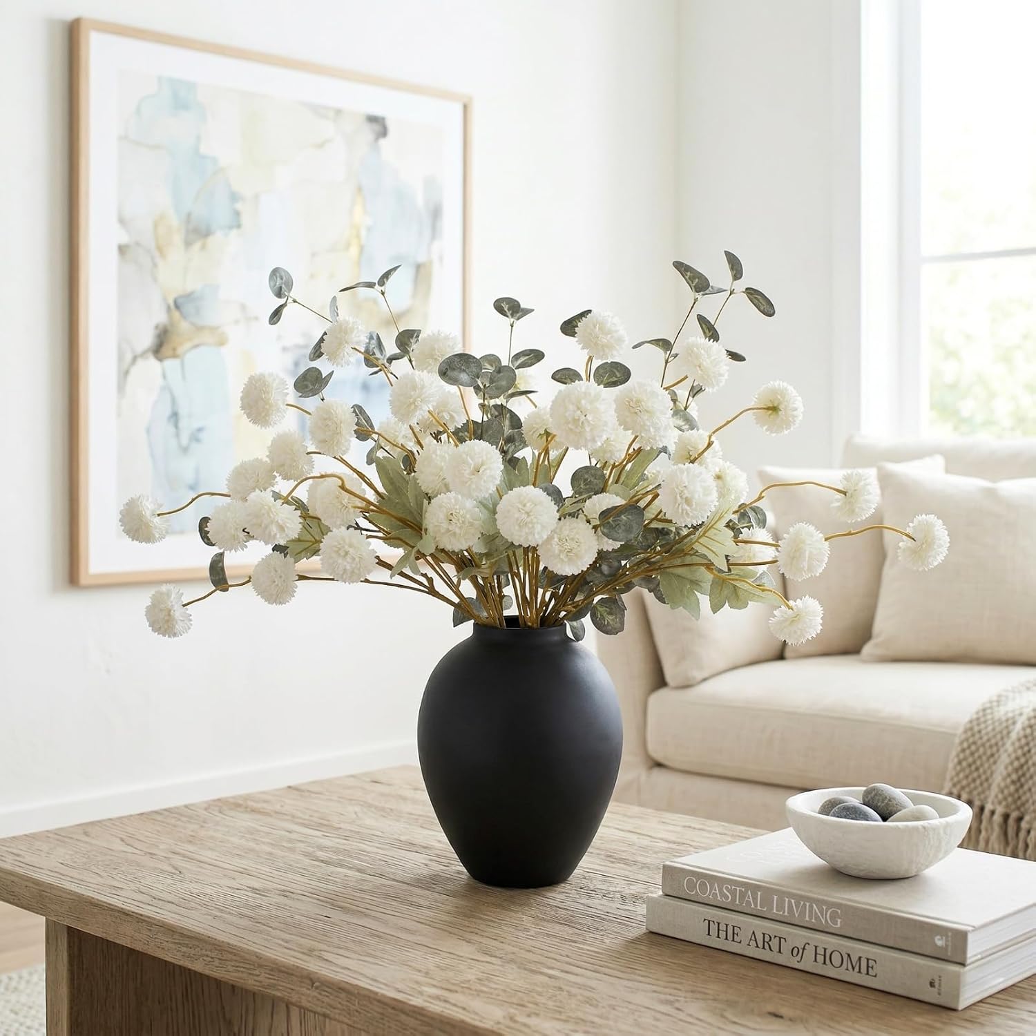 RyddeligHome White Faux Kiku Flowers for Vase(NOT Included) - 12 Long Stems image 5