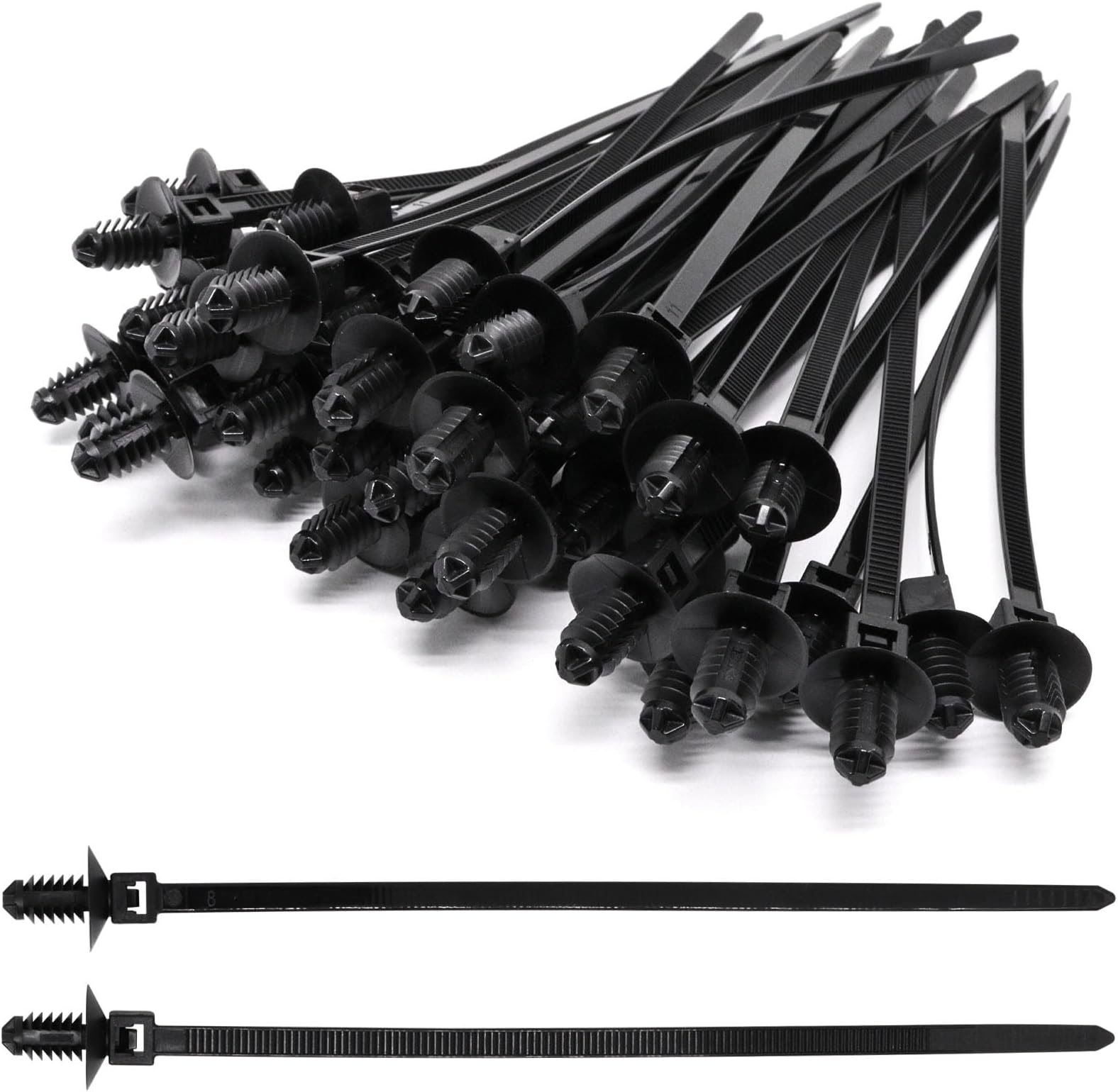 Push Mount Cable Zip Tie Black Fir Tree Cable Ties Compatible with Cars Boat Trailer Nylon Cable Ties - 6.7 Inch,40pcs