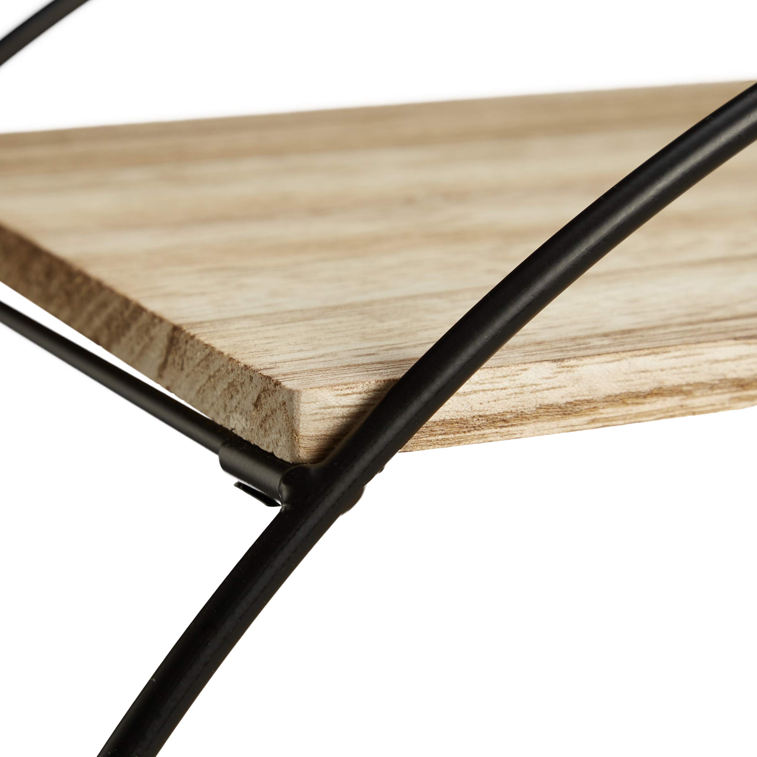 Relaxdays Mensole da Muro Design, Rotonda da Parete, Metallo & Legno, Vintage, 3 Ripiani, Libreria,Ø 50 cm,nero/naturale