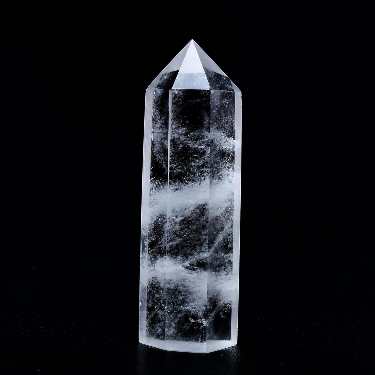 Large Clear Quartz Healing Crystal Towers 5.9" -6.1" Natural Crystal Wand 6 Faceted Chakra Crystal Point Reiki Meditation Therapy Home Decoration Gift (1-1.2lb) - Image 3