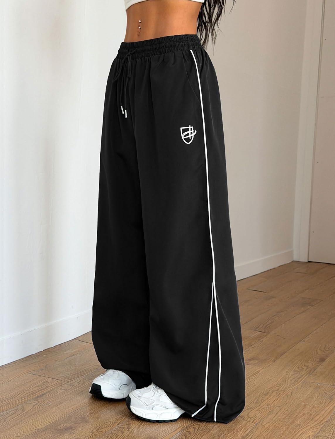 ZAFUL Womens Parachute Pants Y2k Baggy Elasitc Waist Track Pants Contrast Pipping Sweatpant Trousers - Image 4