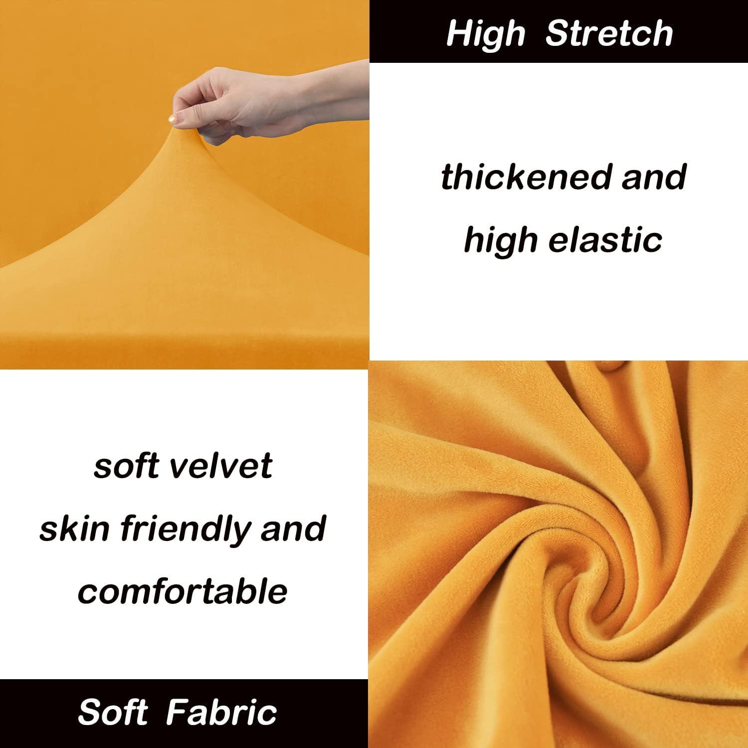 OBCREAT 4 Pieces Sofa Slipcover Stretch Velvet Sofa Covers for 3 Cushion Couch Soft Couch Cover with Elastic Bottom Non Slip Furniture Protector for Pets Kids (Gold, Large)