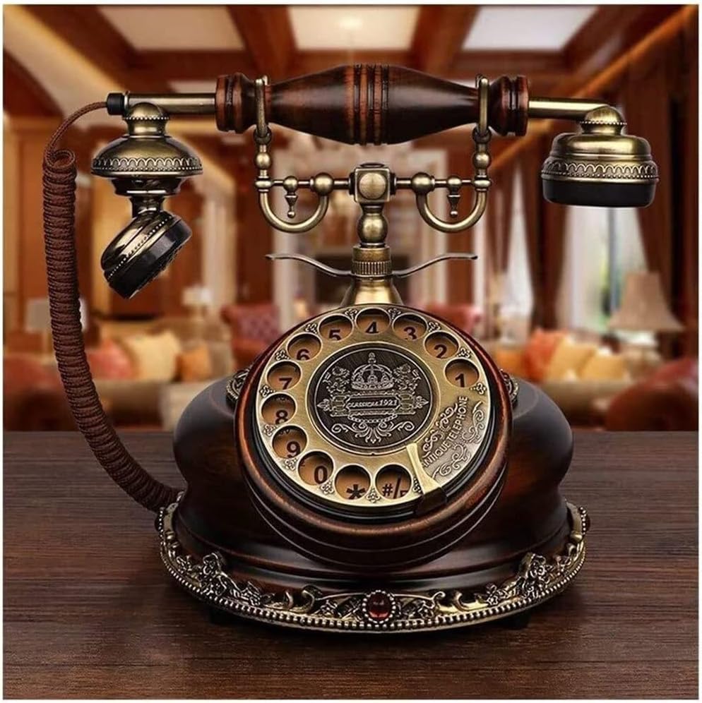 Retro Landline Corded European Antique Telephone Rotary Dial Telephones Desk Telephone Corded Phone for Home and Decor