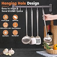 Vista 8 de MARTE Juego de herramientas de espátula y cucharón de 17 pulgadas, de alta calidad, a prueba de óxido, formación integral, resistente al calor