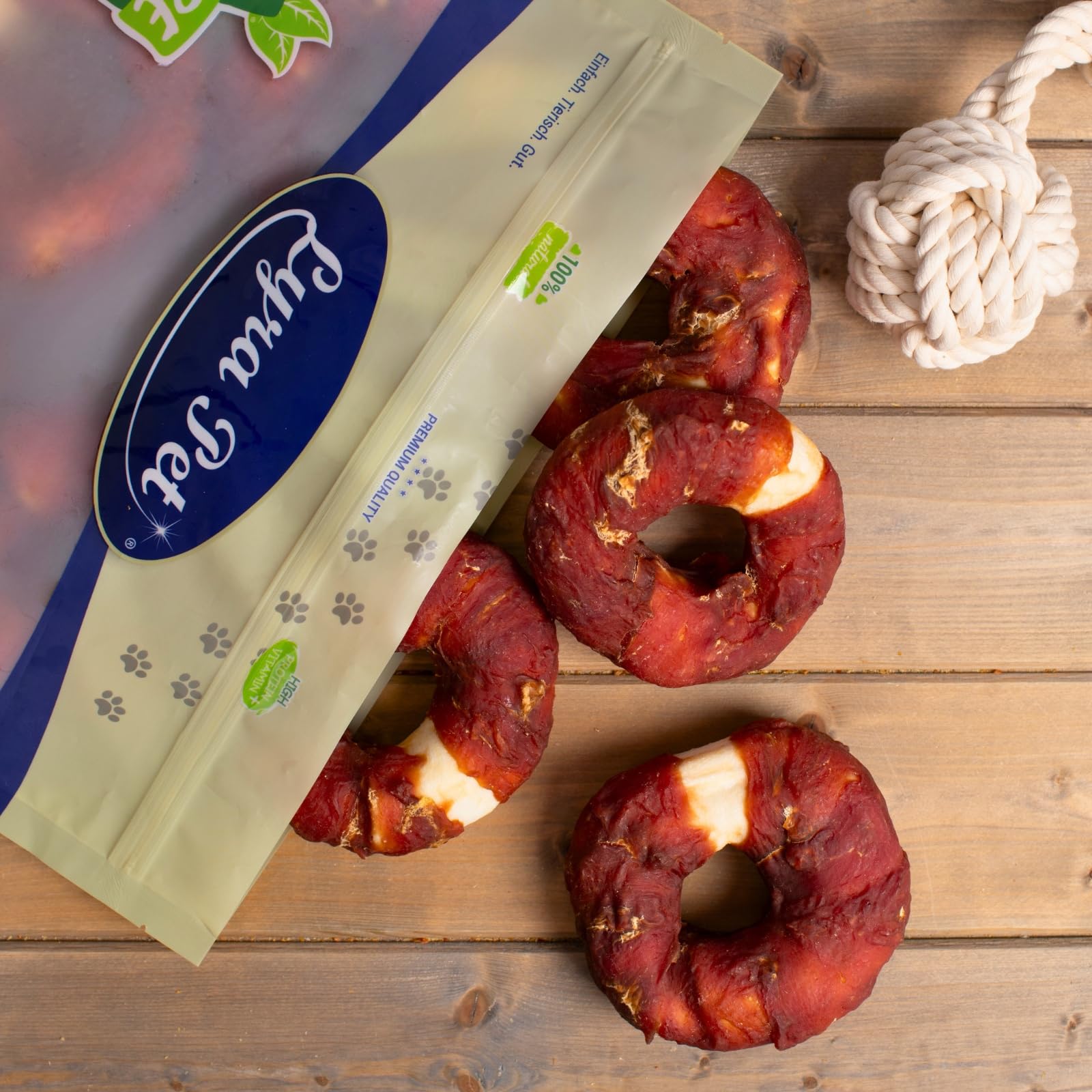 Lyra Pet® 5 kg Kauringe mit Entenbruststreifen - Kausnack für Hunde | Leckerli für Hunde - Kauartikel aus Rinderhaut mit Ente - Proteinreiche Belohnung - Gut bekömmliches fettarmes Hundefutter