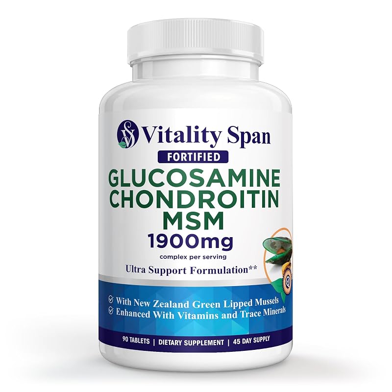 Vitality Span Suplemento Articular com Glicosamina, Condroitina e MSM 1.900 mg – 90 comprimidos