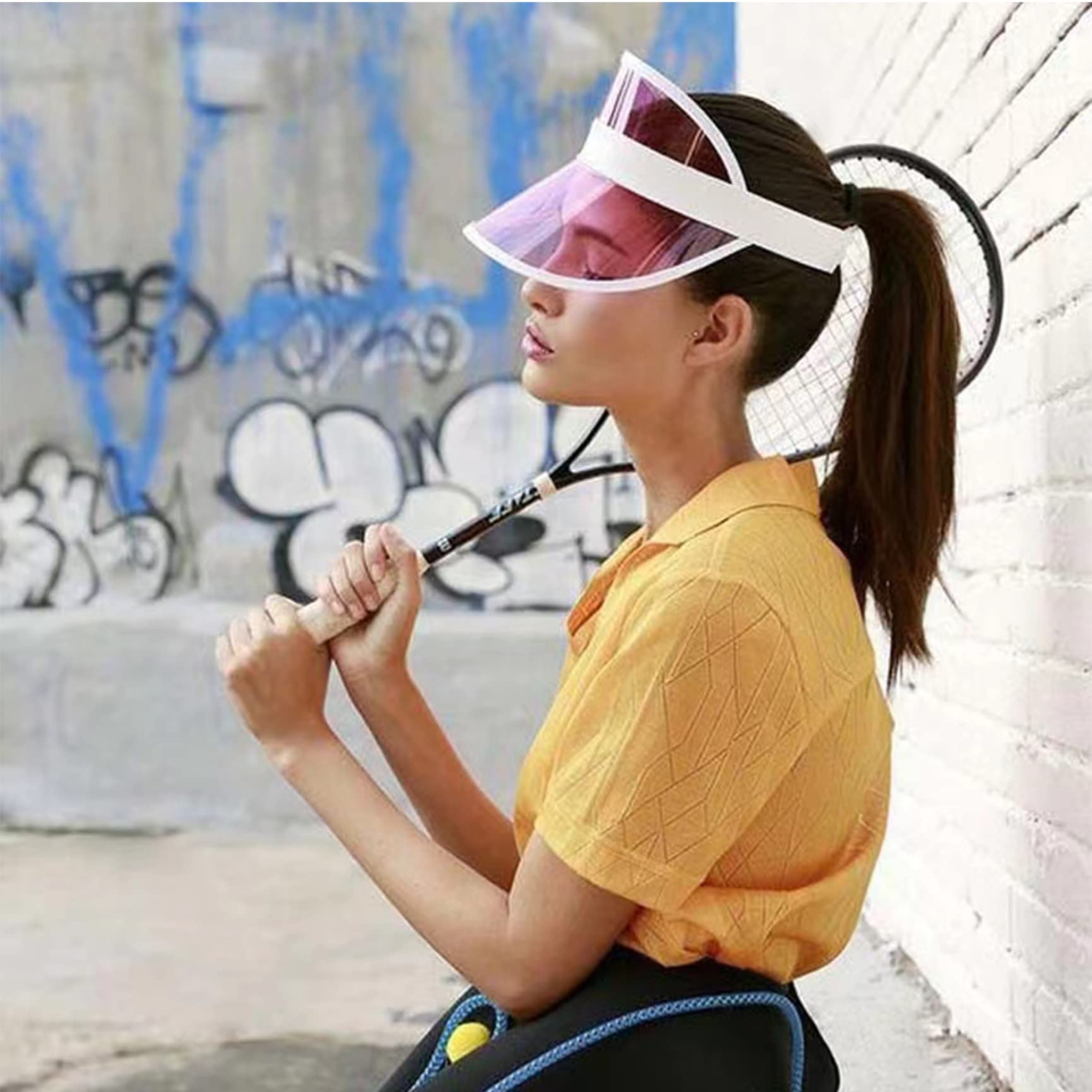 8 Viseras de neón Estilo años 80 para Mujer, Viseras Deportivas de plástico para Pub Golf, Actividades de Verano al Aire Libre, Accesorios de Disfraces, Recuerdos de Fiesta