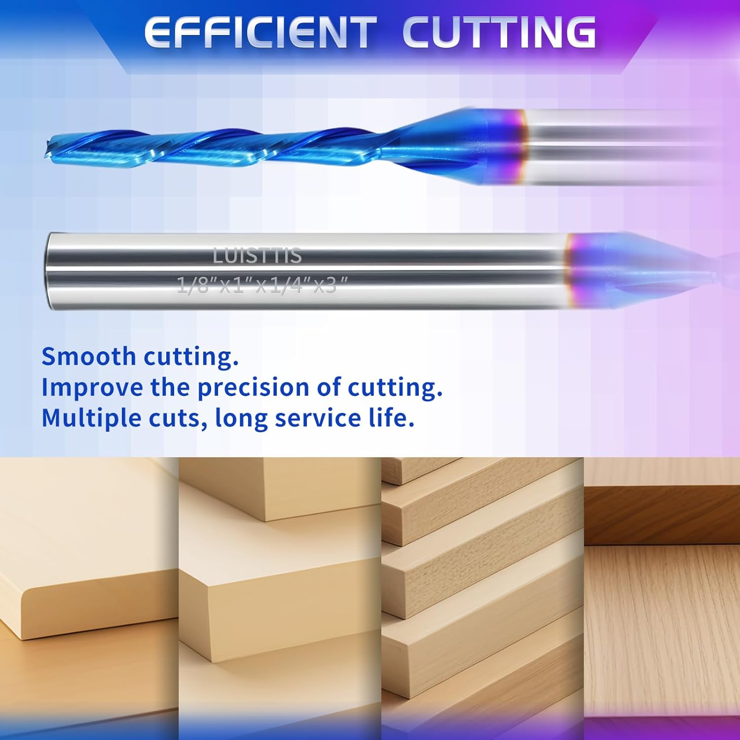 1/4 inch Shank Up Cut Router Bit, 1/8 inch Cutting Diameter CNC Spiral Router Bits High Precision Woodworking Tools for Carving, CNC Machines