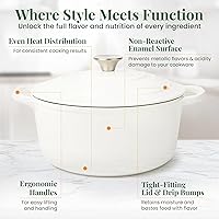 Vista 6 de Larder & Vine Olla de horno holandés de hierro fundido esmaltada de 5.7 cuartos de galón con tapa Para hornear pan Compatible con todos
