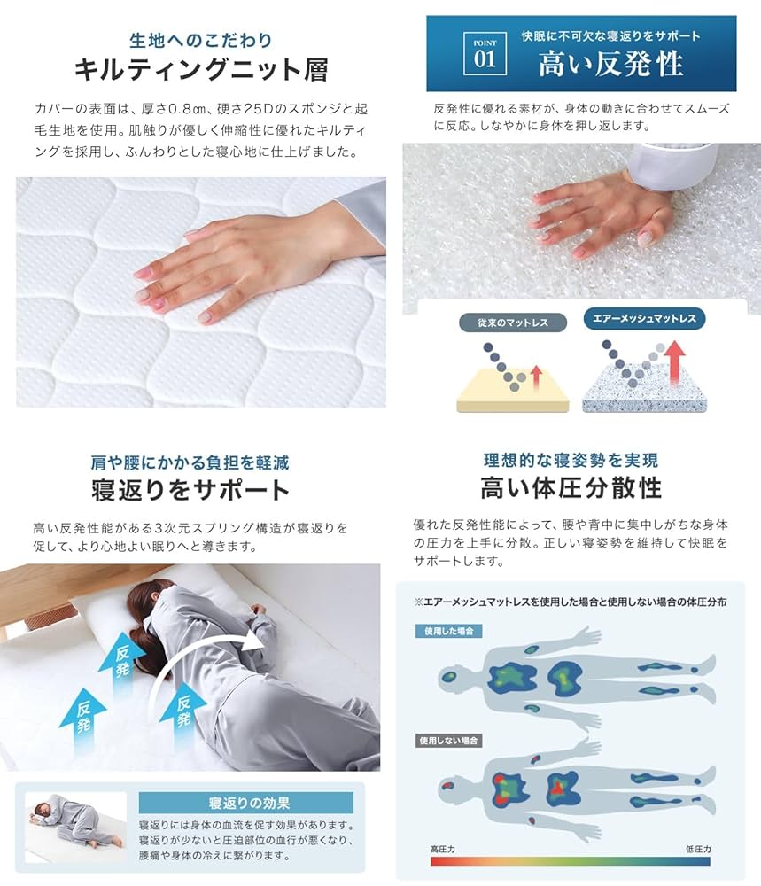 Amazon｜WEIMALL マットレス セミダブル 高反発 厚み10㎝ 3