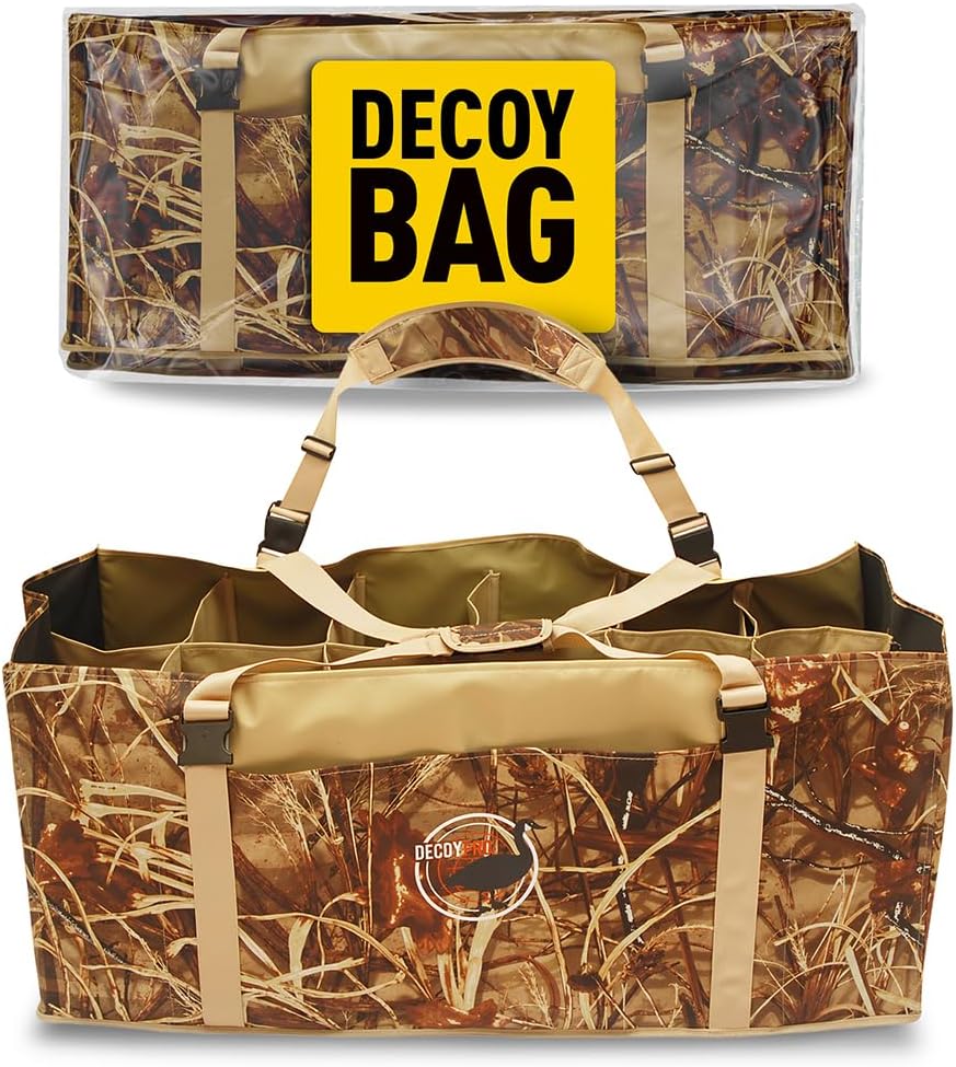 DecoyPro 12 Slot Duck Decoy Bag - Hunting Equipment to Protect Duck Decoys - Padded & Adjustable Shoulder Strap - Duck Hunting Accessories with Water & Dirt Drain System