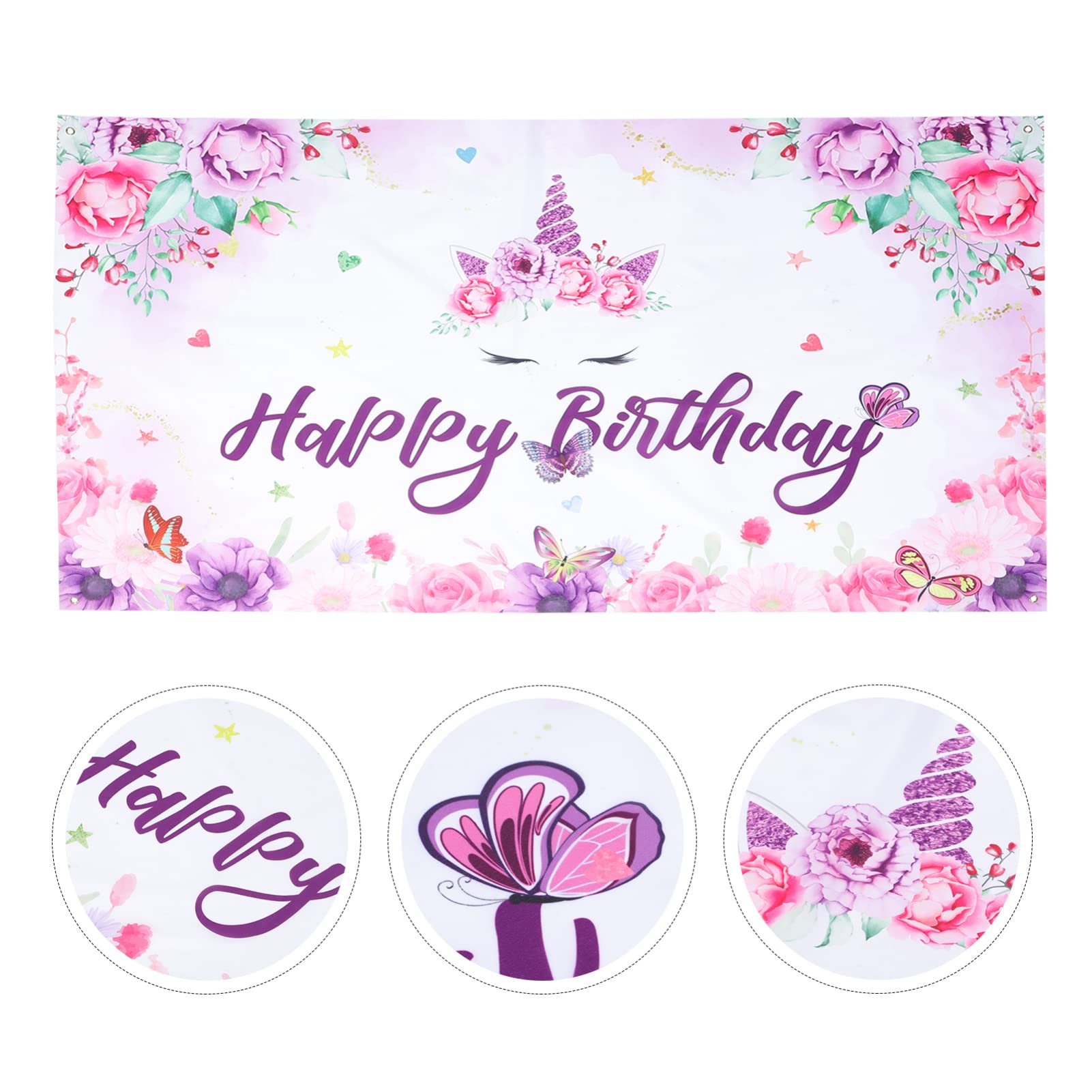 PRETYZOOM 3 Stücke Geburtstag Banner Hängen Flaggen Nacht Nette Geburtstag Fotografie Hintergrund Einhorn Hintergrund Party Lametta Alles Zum Banner Fringe Polyester