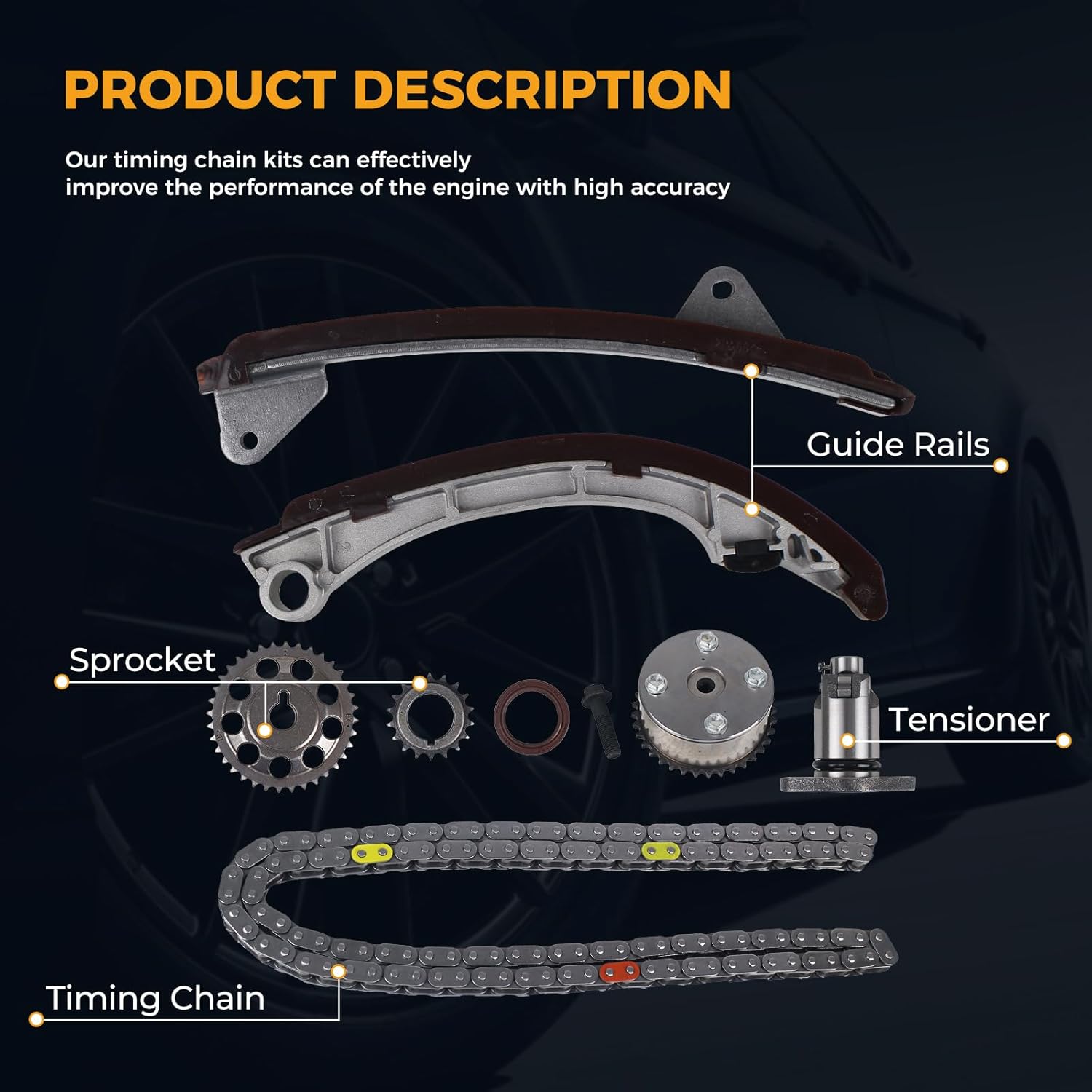 PAROD TK951VVT Engine Timing Chain Kit fit for 1998-2002 Chevy Prizm, 2003-2008 Pontiac Vibe,Matrix, 2000-2005 Toyota Celica, MR2 Spyder, 1998-2008 Corolla L4 1.8L