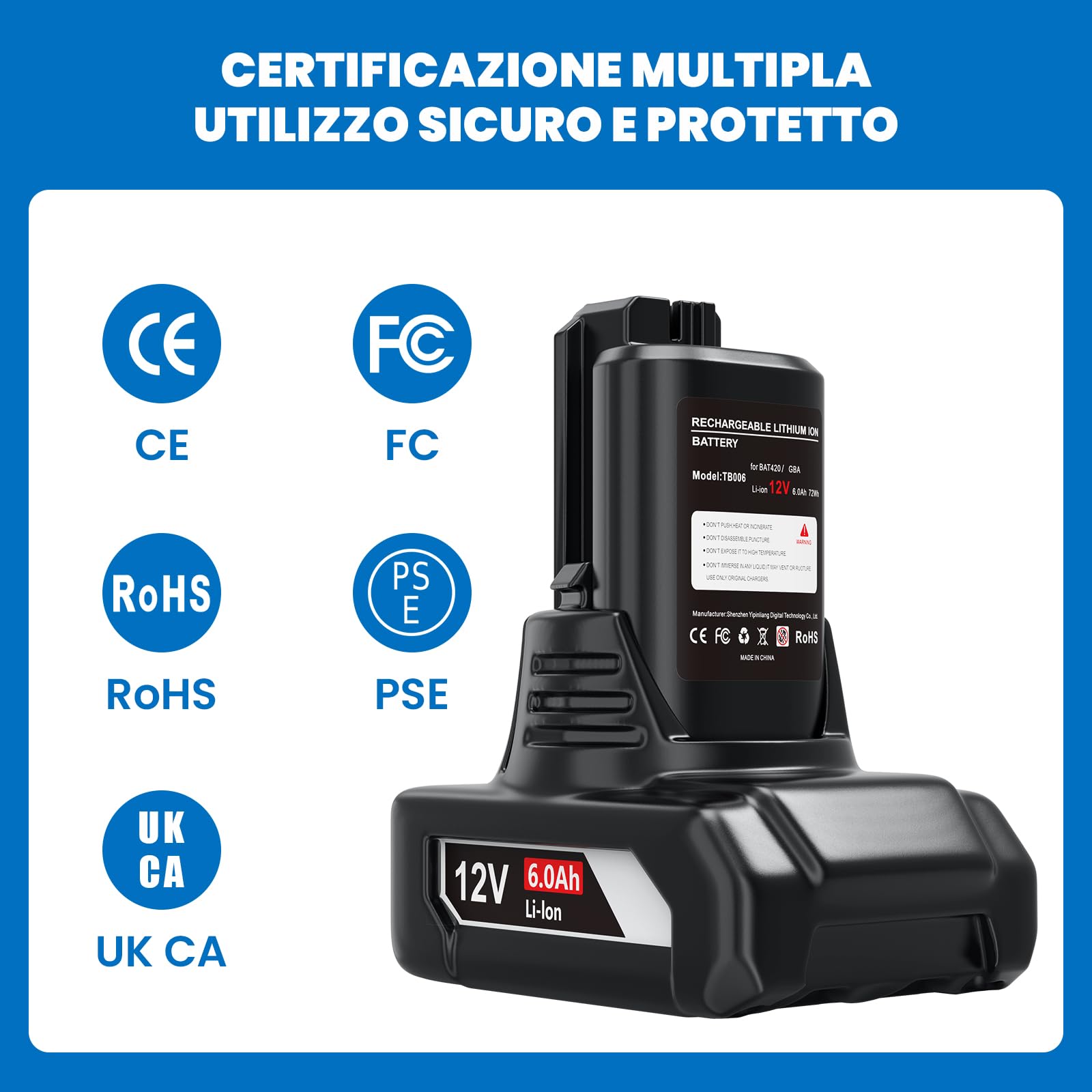 Batteria di ricambio per Bosch 12v: 6,0Ah agli ioni di litio compatibile BAT420 BAT411 BAT411A BAT412 BAT413 (2 pezzi)
