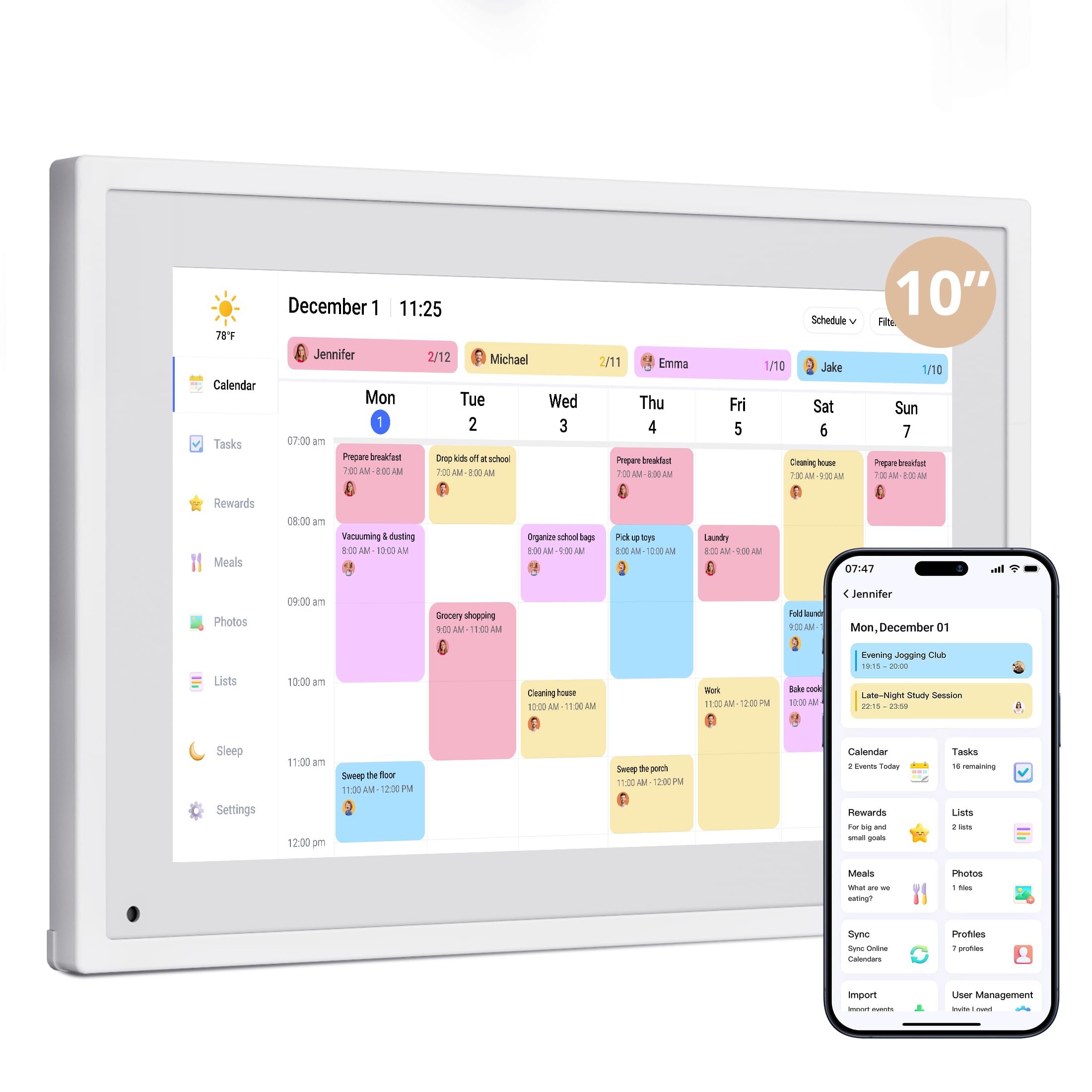 Dragon Touch 15.6 Inch Digital Calendar Wall - 1920 x 1080 FHD Electronic Wall Calendar Family Planner with 32GB Memory and Wall Mount, Touchscreen Intelligent Desk Calendar, White