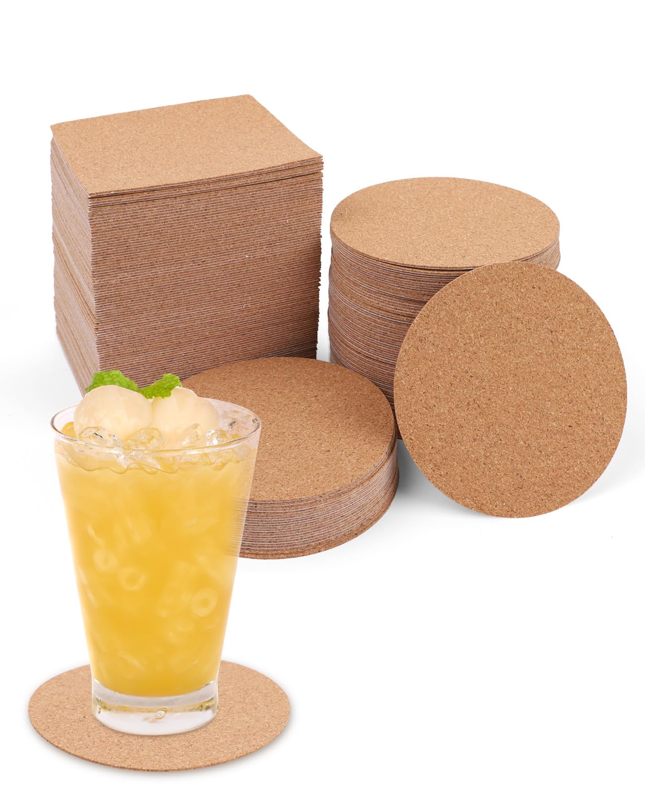 200 posavasos de corcho, autoadhesivos, para bodas, cafeterías, bares, decoración del hogar, bebidas, posavasos calientes de 3.9 x 3.9 pulgadas