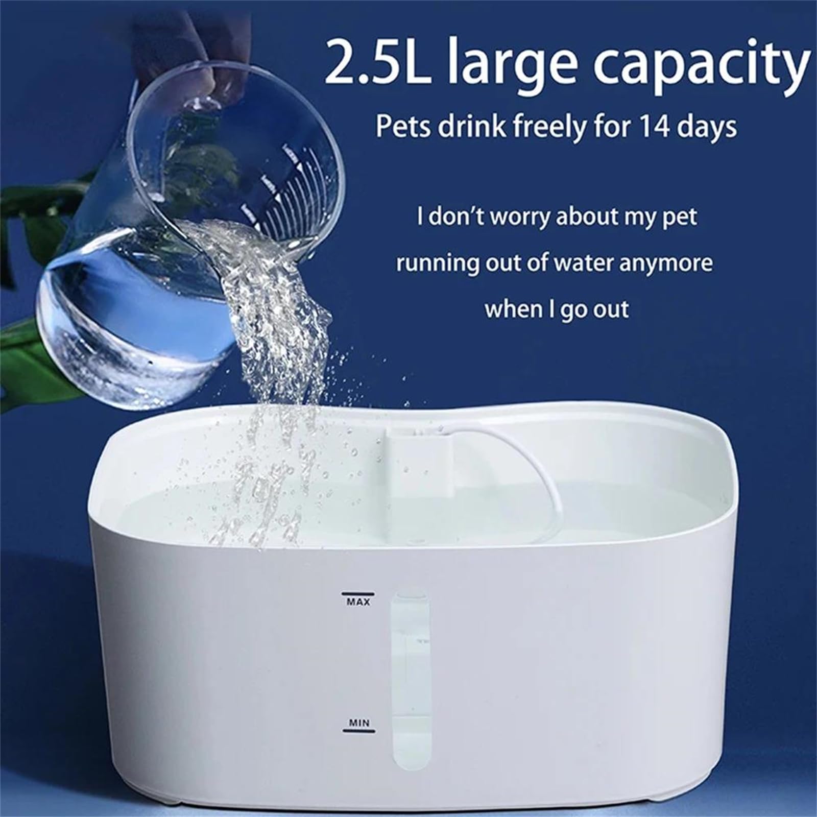 Fuente de Agua automática para Gatos de 2,5 L - Ultra silenciosa