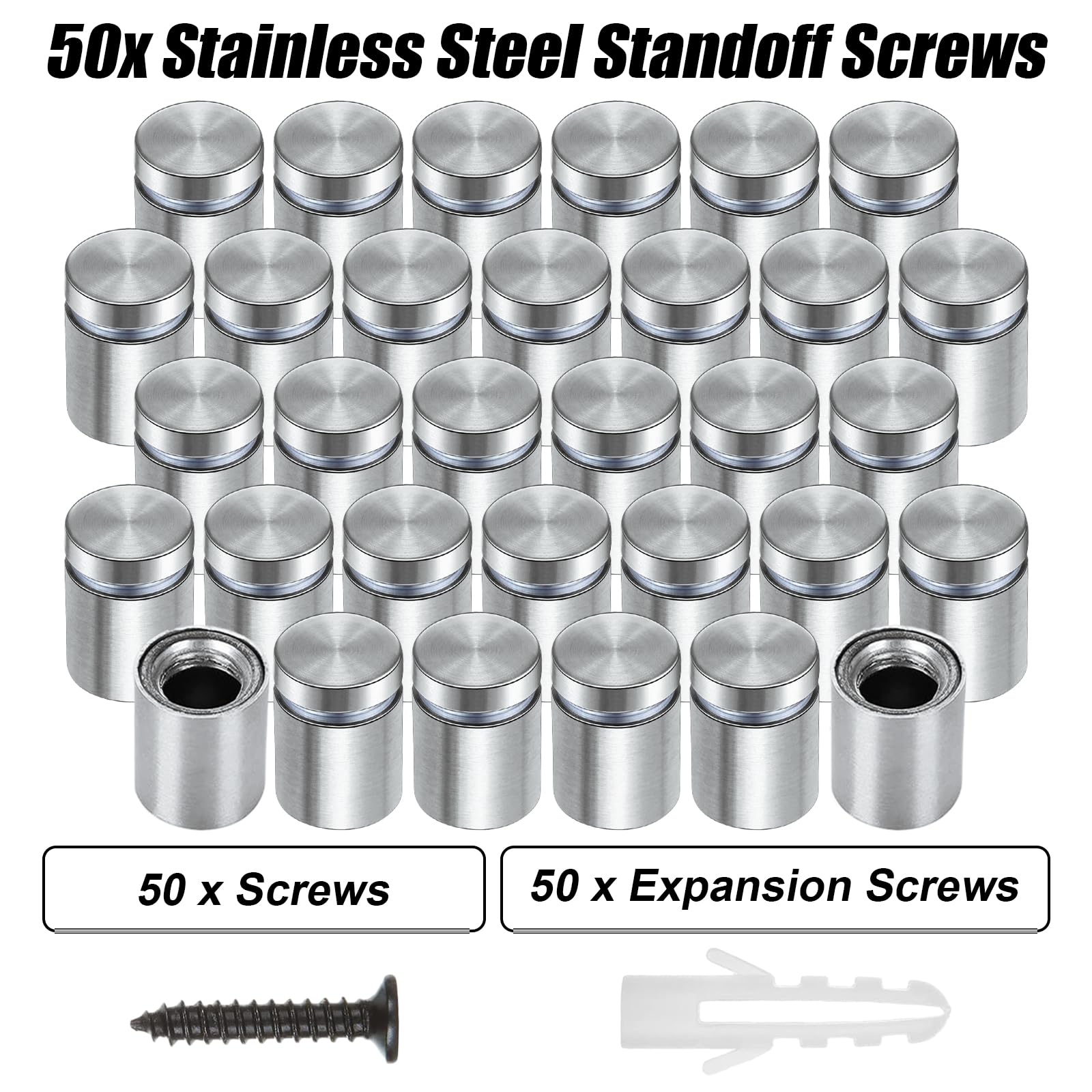 Stainless Steel Standoff Screws - Wall Mounting Hardware -3 Stainless Steel Standoff Screws - Wall Mounting Hardware -3