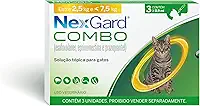 Nexgard COMBO Antipulgas e Sarna e Vermífugo para Gatos de 2,5kg a 7,5 kg - 3 aplicadores