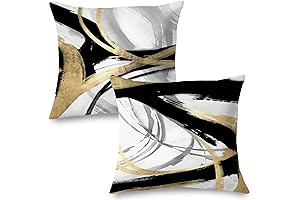 Black and Gold Decorative Throw Pillow Covers for Couch