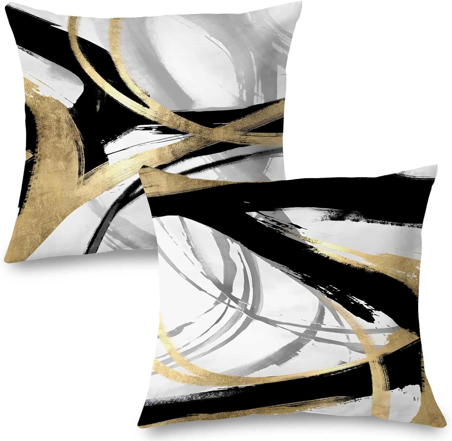 Black And White Gold Accent Pillow