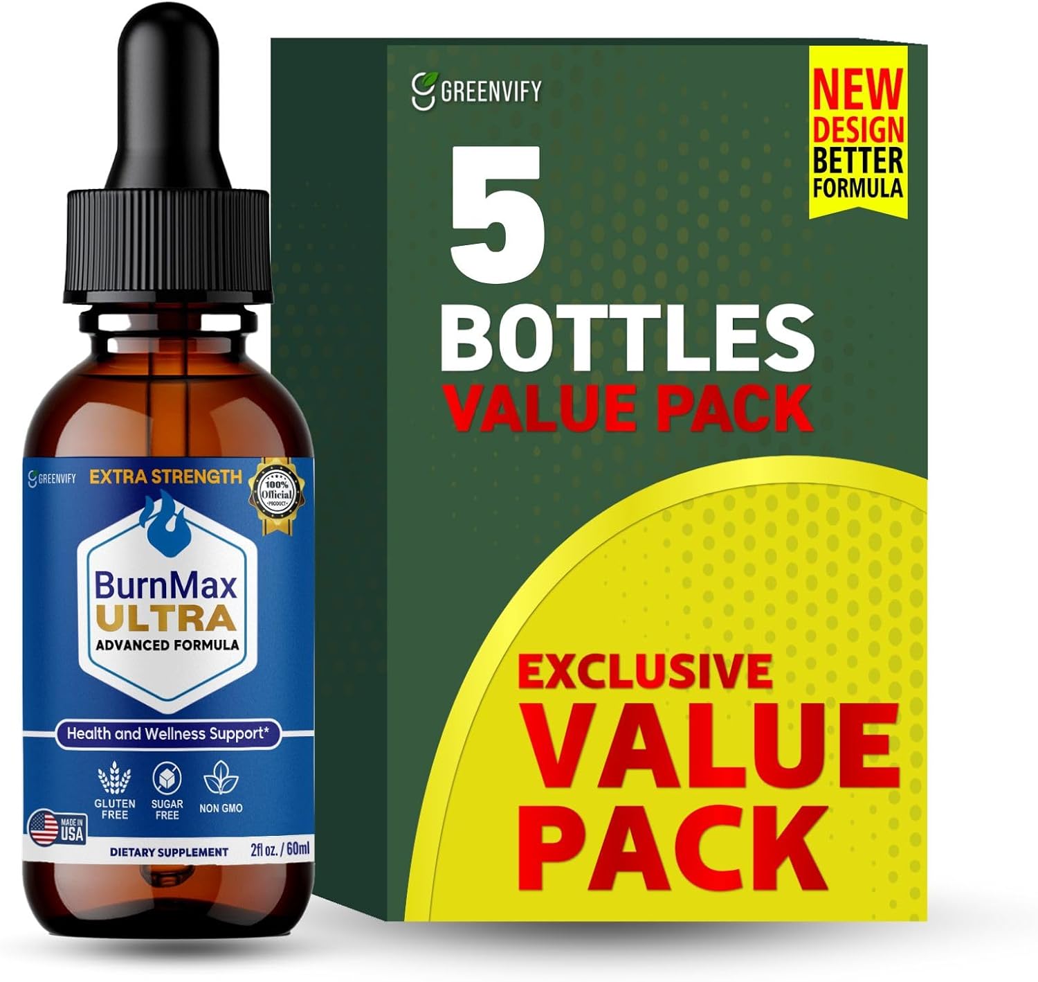 BurnMax Ultra Extra Strength Dietary Supplement, Advanced Formula, 60 Servings, 2 fl oz (2)