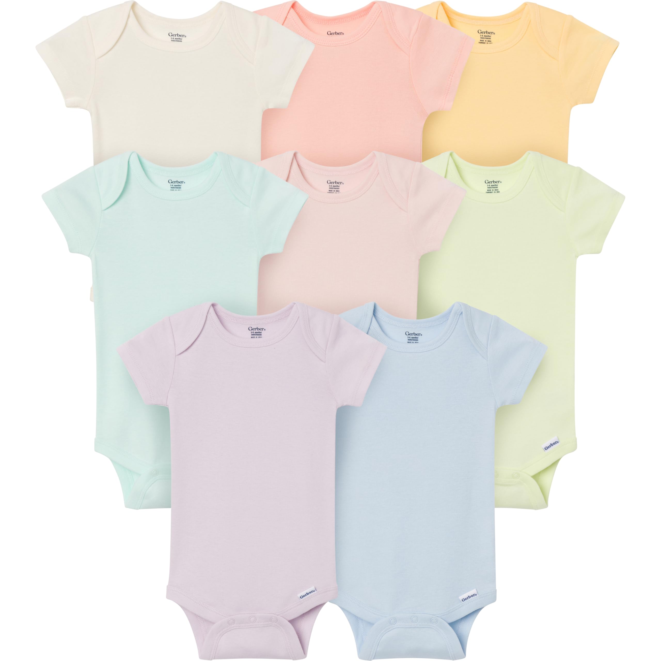 Gerber Baby Boys & Girls 8-Pack Short Sleeve Onesies Bodysuits 18 Months Girl Rainbow