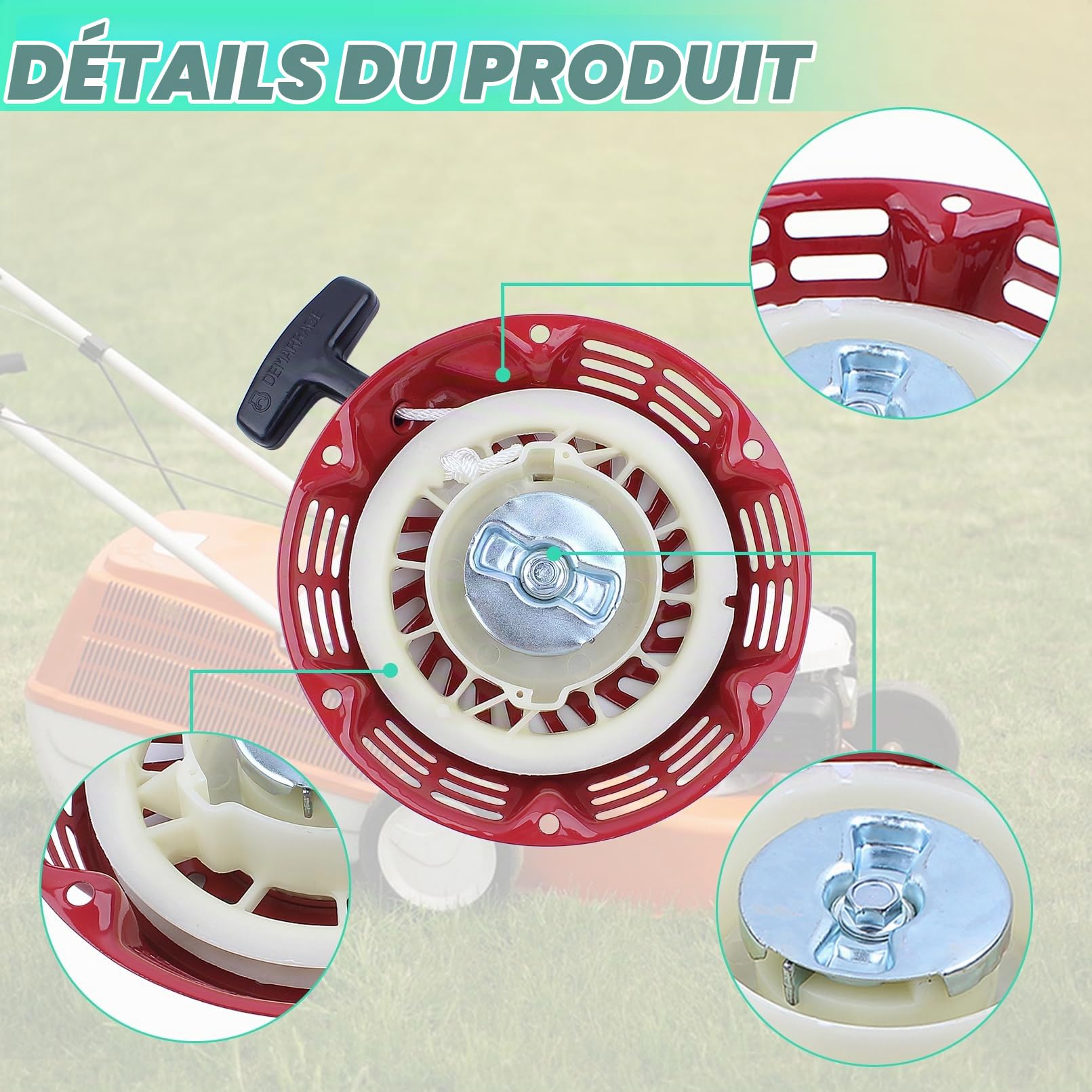 Ensemble de Démarreur à Rappel pour HONDA GX200 GX160 GX140 GX120 168F et Moteur 5.5HP 6.5HP, ADEFOL Lanceur avec Des Vis et Bougie Démarrage à Tirette Pièces de Rechange