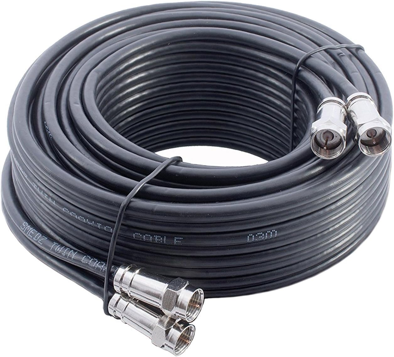 MAST DIGITAL YCAB03K/1 Smedz 5 m Twin Satellite Shotgun Coax Cable Extension Kit with Premium Fitted Compression F Connectors for Sky Q, Sky HD, Sky+ and Freesat - Black