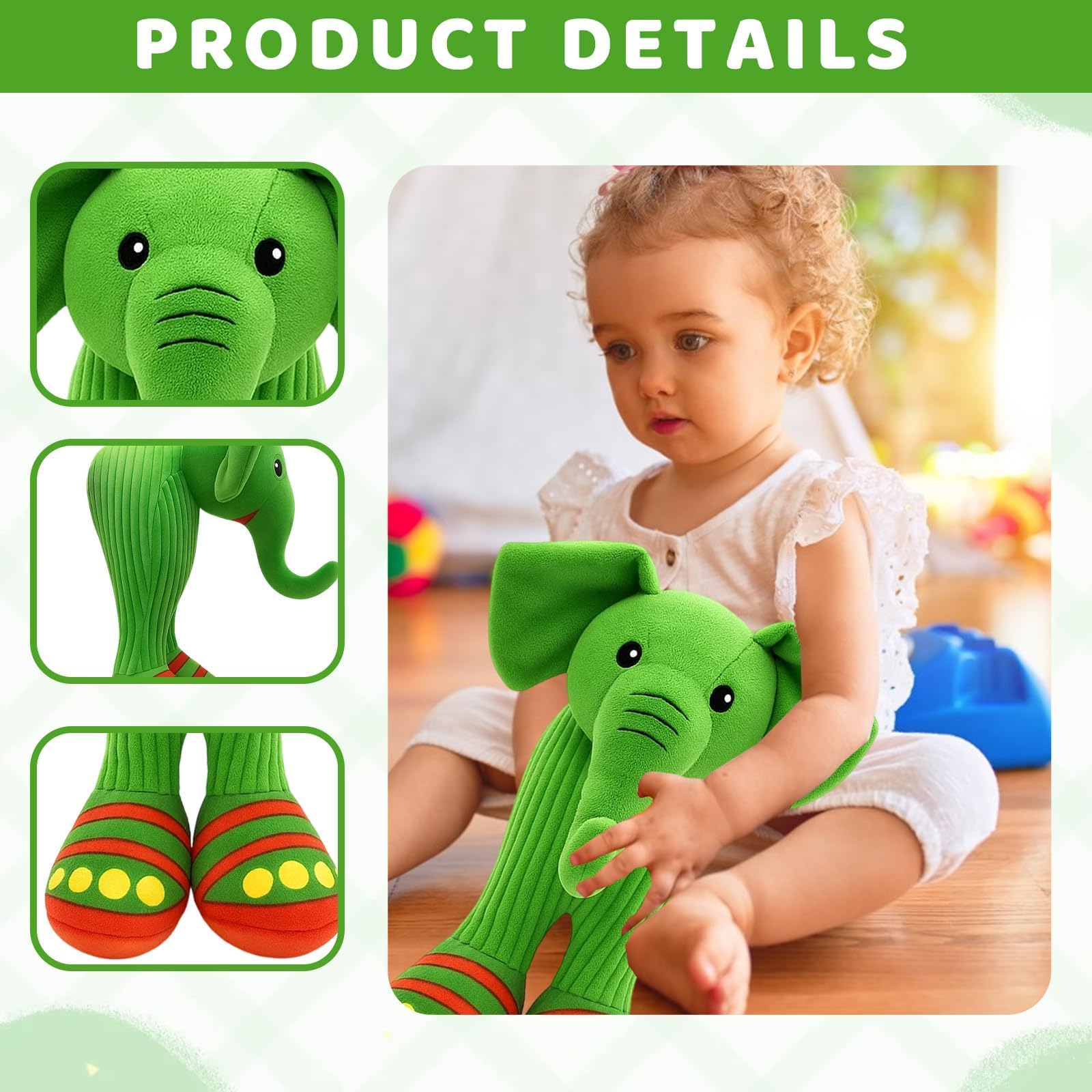 KBCYRT Italian Brainrot Plush, Green Elephant Brainrot Toys - Image 3
