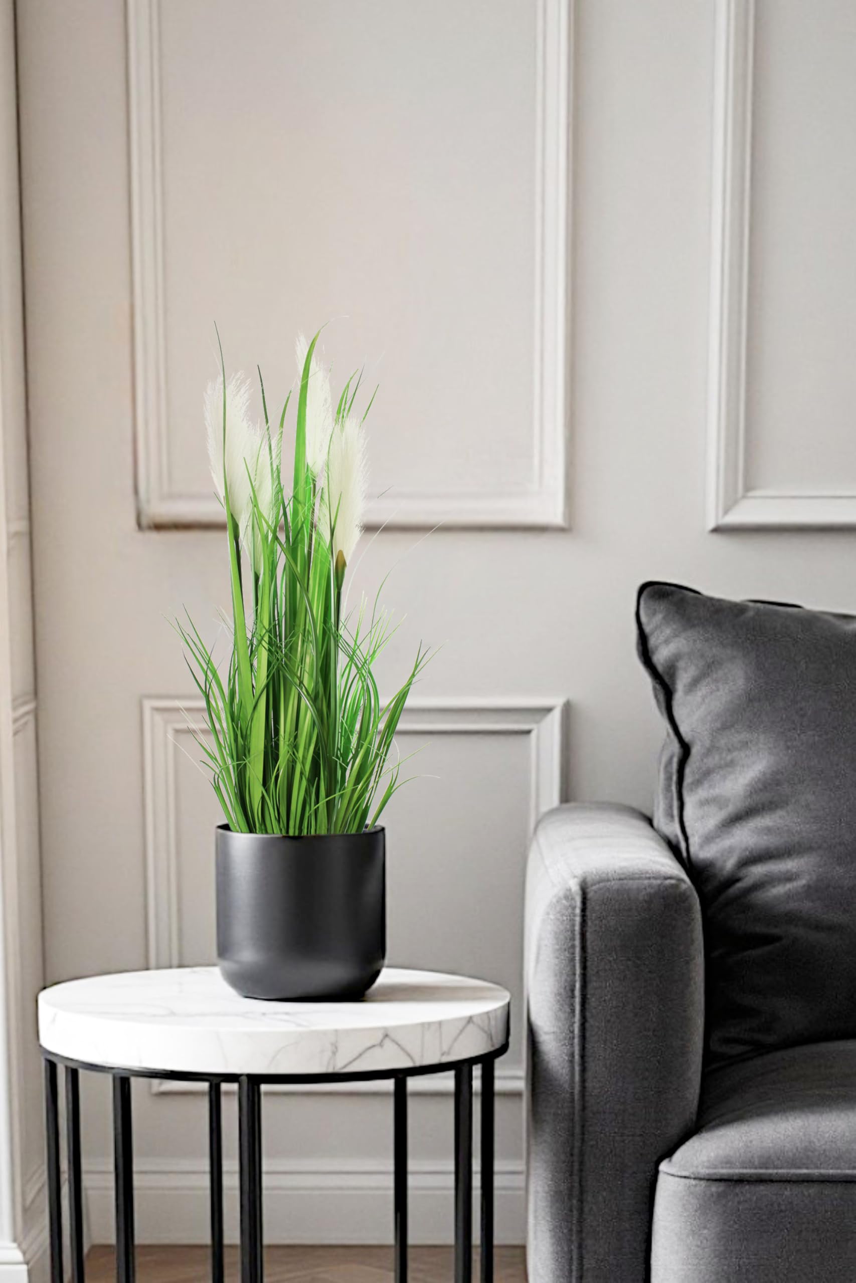 Arnusa Herbe de la pampa artificielle - 90 cm de haut - En pot - Herbe décorative - Plante artificielle d'intérieur (4)