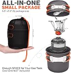 8pcs Camping Cookware Set, Camping Pot and Pan Set with Mini Backpacking Stove Stainless Steel Cup Spork and Tank Bracket Cleaning Tools Mesh Bag,Cooking Gear for Outdoor Hiking Picnic