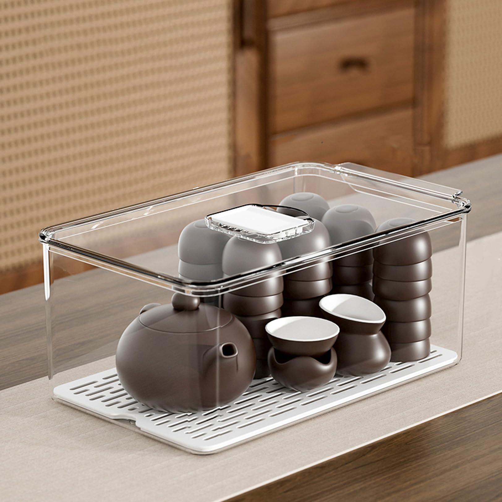 Amazon｜[VANDROUP] 水切りラック 蓋付き食器 水切りかご