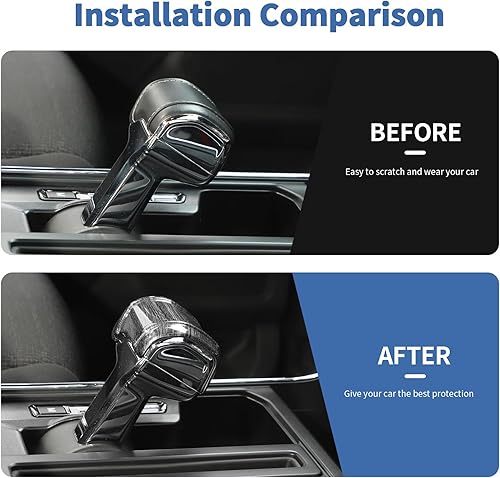 Miniatura 9 de Cubierta de fibra de carbono para perilla de palanca de cambios compatible con Ford F150 2021-2025+