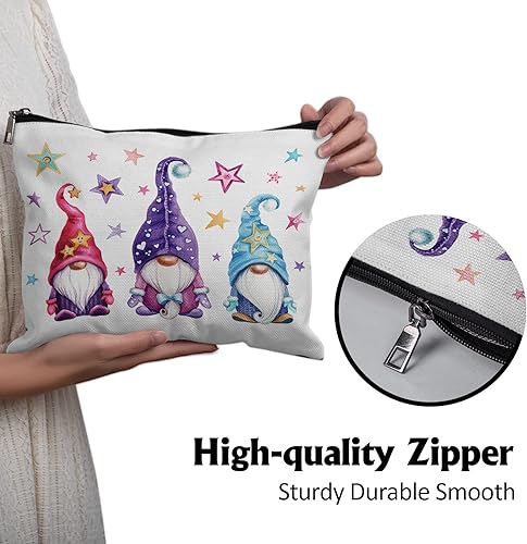 Miniatura 7 de Cafl Bolsa de maquillaje para mujeres y niñas, organizador de viaje portátil de gran capacidad, 10 x 8 pulgadas, Estrellas mágicas Gnomos15