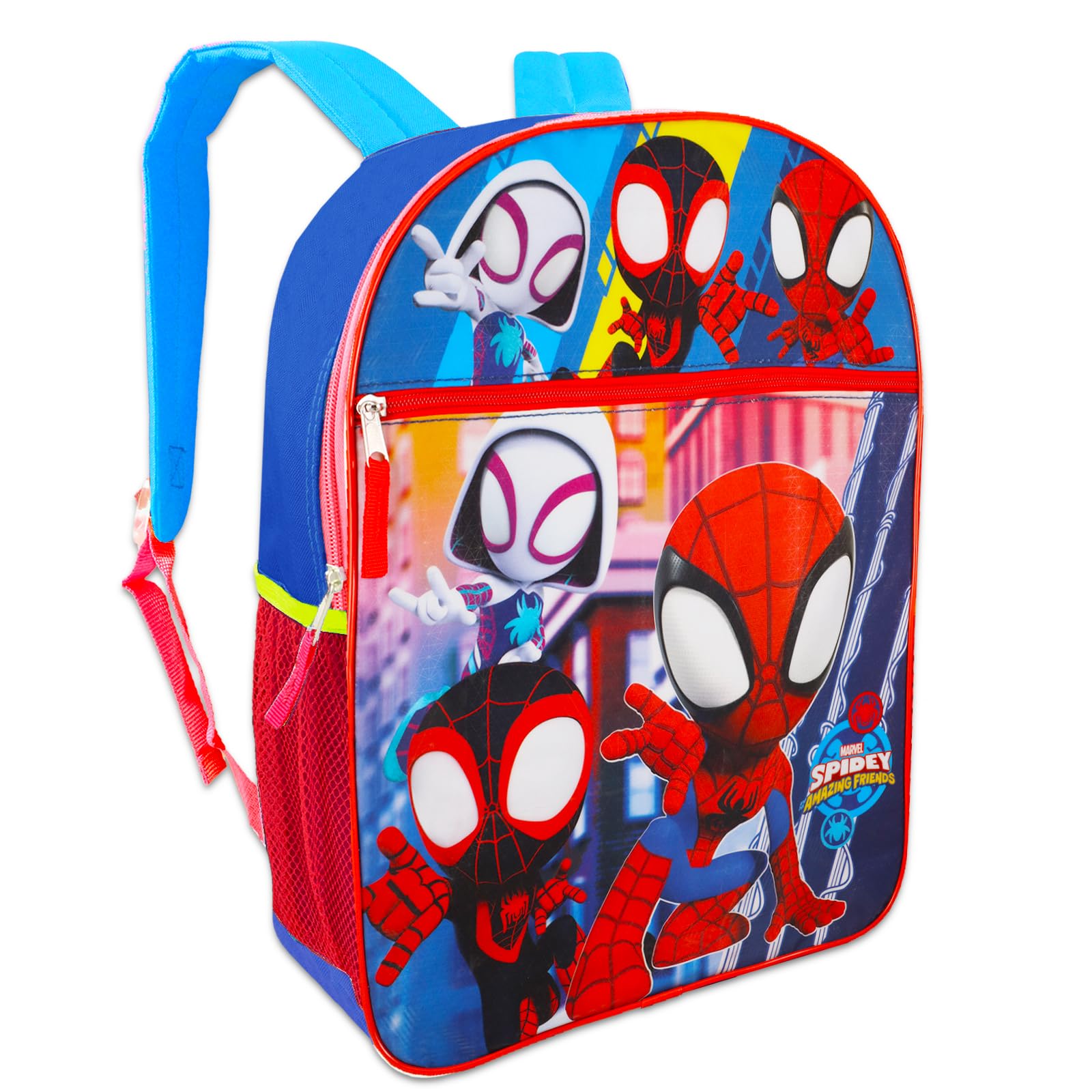 Spiderman Backpack with Lunch Bag - 16' Spiderman Backpack, Spidey Lunch Box, Water Bottle, Stickers