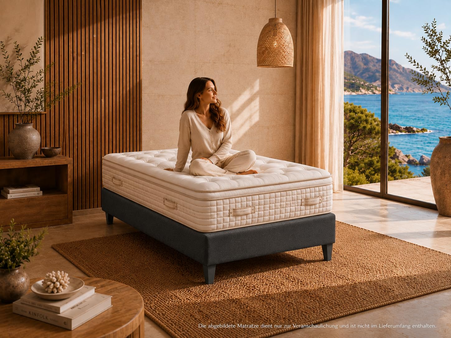BoxspringbettGestell 90x200 | Gepolsterter Bettrahmen ohne Matratze | Modernes Einzelbett mit 12 cm hohen Holzfüßen | Wasserfestes & Strapazierfähiges BoxspringrahmenBett
