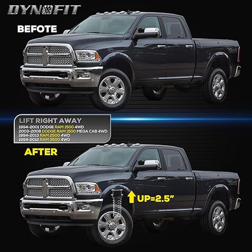 Miniatura 8 de Kits de elevación de nivelación delantera de 2 pulgadas para 4WD Do-dge Ram 1500 1994-2001, 1994-2013 Ram 2500, 1994-2012 Ram 3500 camión, (juego de