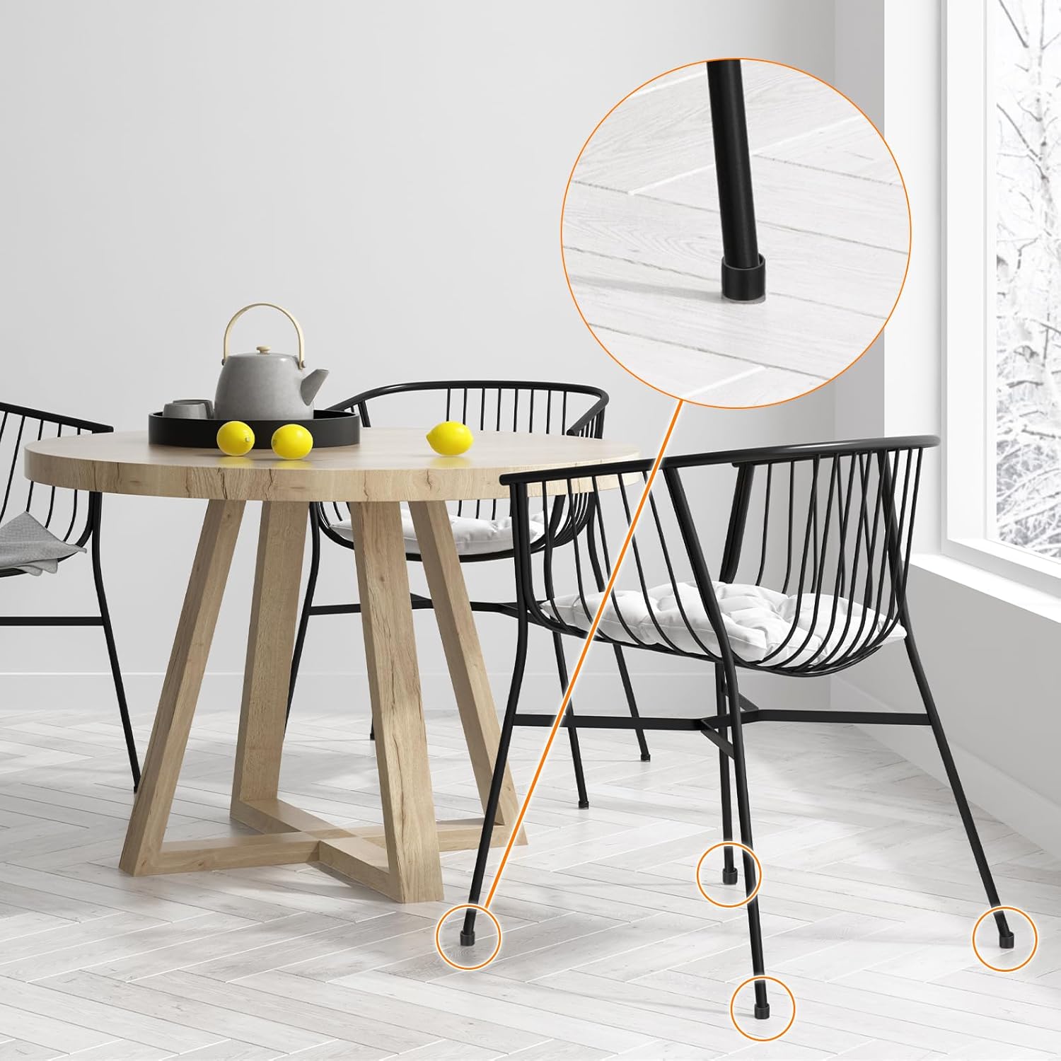 uxcell 56Pcs Chair Leg Caps, Fit OD 8mm (1/3 Inch) Non-Marking PVC Chair Leg Tips Non-Slip Chair Leg Floor Protectors Round Table Covers End Caps for Furniture, Black