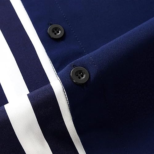 Miniatura 3 de Camisa de manga corta con botones para hombre, estilo casual, de verano, a rayas, con estampado hawaiano, para la playa