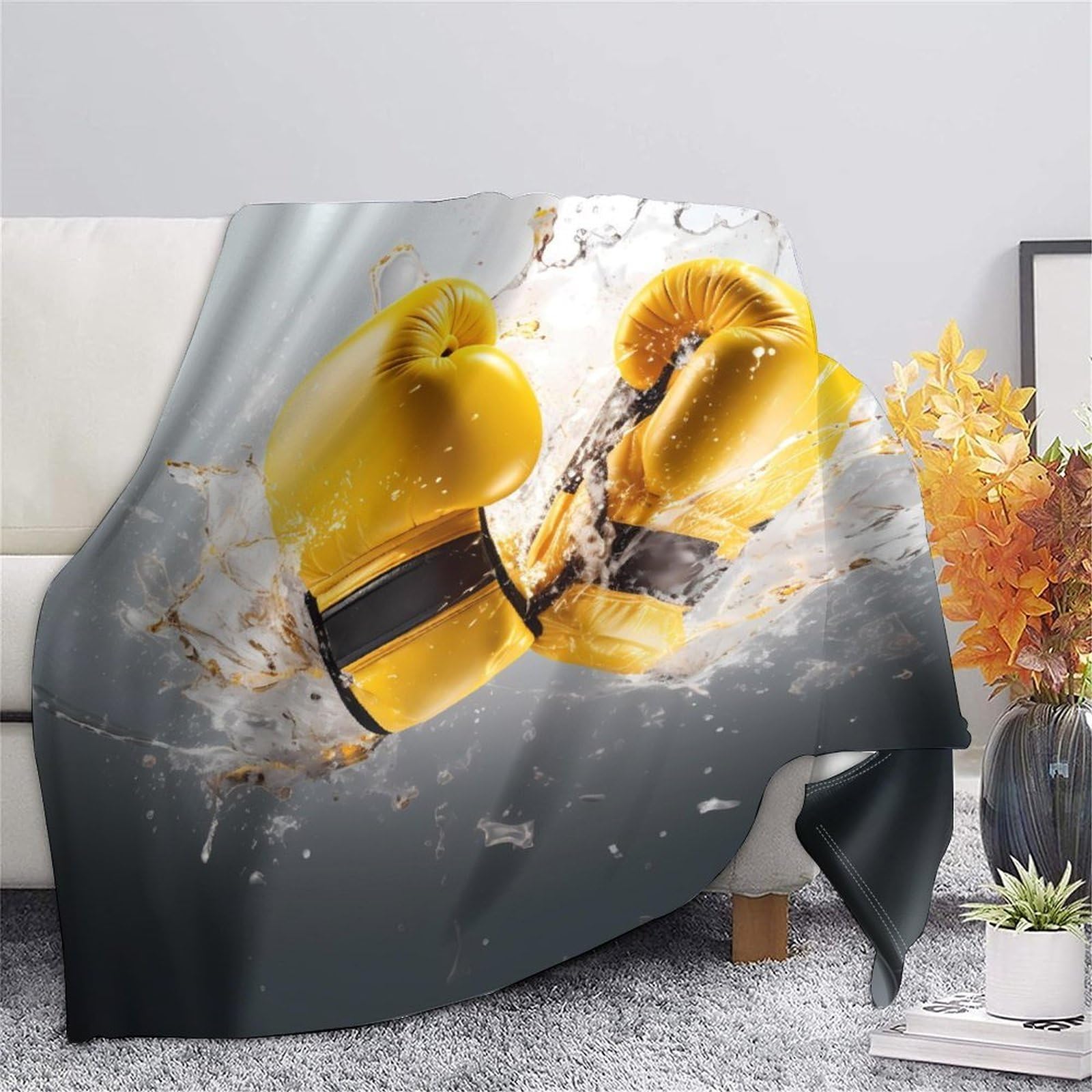 stampa 3D boxing gloves coperta microfibra biancheria da letto compatta e morbida coperta da viaggio leggera per regali per amici viaggiatori sports action 80×90inch(200x230cm)