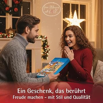 Hallingers Genuss Manufaktur Pralinen Adventskalender - ohne Alkohol handmade aus Confiserie-Edelkakao in wertigem Softfeel-Karton Romantische Wei... Weihnachtskalender für Frauen Männer