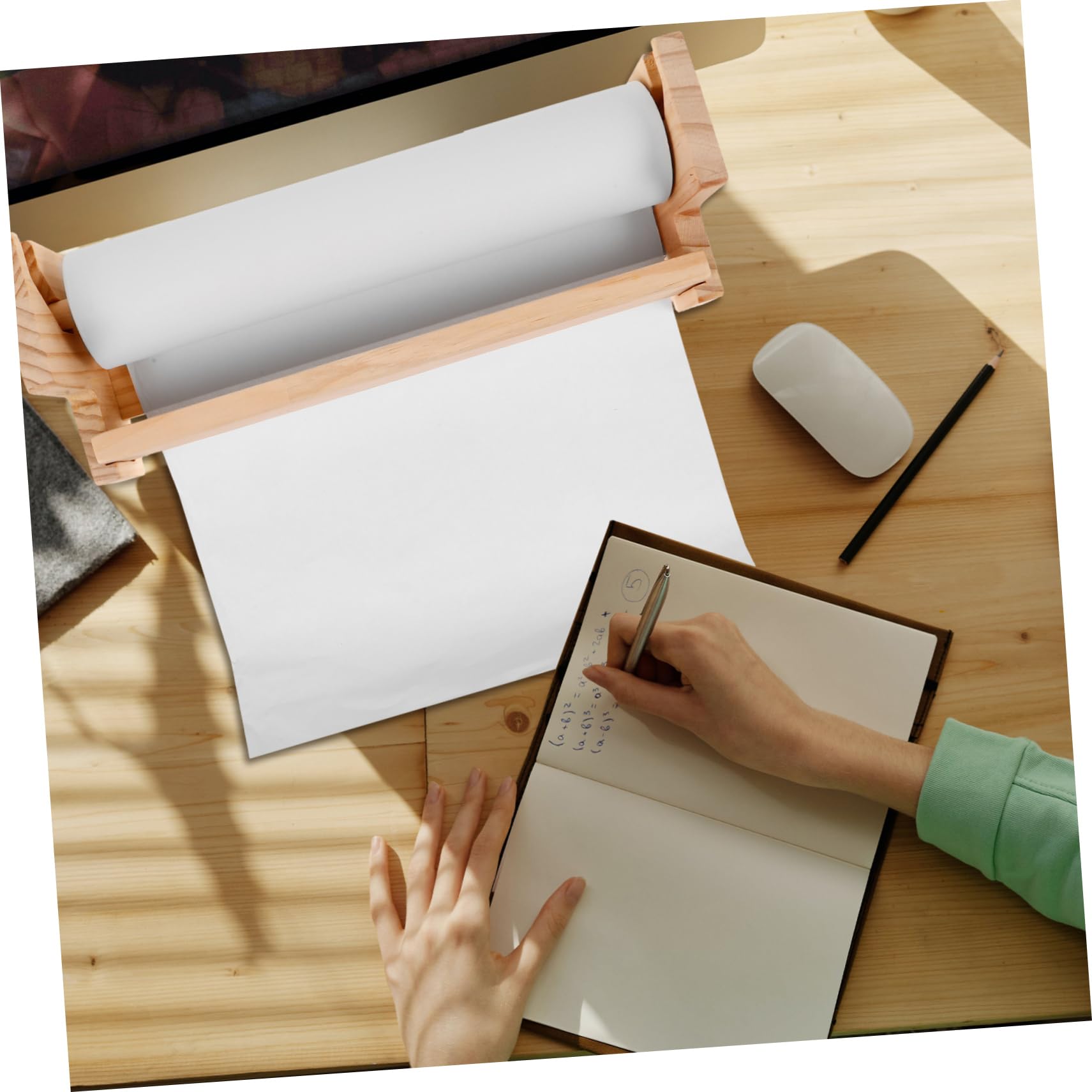 Cavalletto in Legno da Tavolo per Ragazzo Ragazza Rotolo di Carta da Disegno Multifunzionale Salvaspazio per Attività Creative e Scrittura