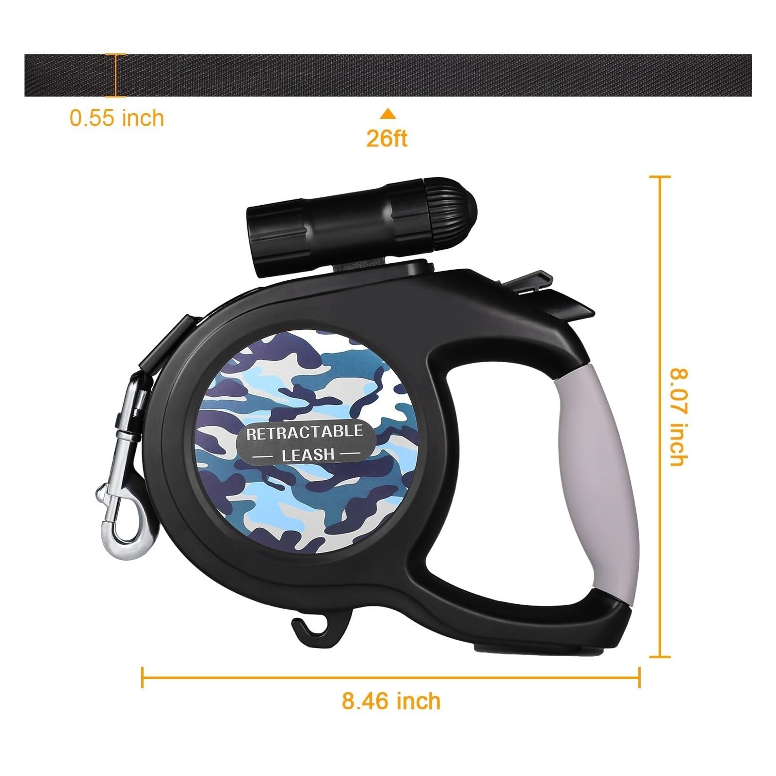 Correa retráctil automática for Perros con luz LED, Correa Extensible for Mascotas Grandes, Cuerda de tracción Fuerte for Mascotas, Compatible con Perros Grandes Que Caminan al Aire Libre(Blue)