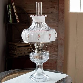 Aladdin Amethyst Rose Flower Glass Oil Lamp Shade Clear Top 10 inch