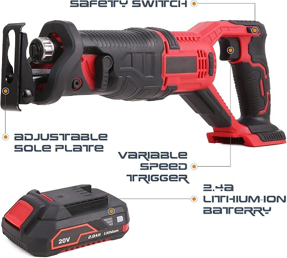 Cordless Reciprocating Saw, 20V 2.0Ah 