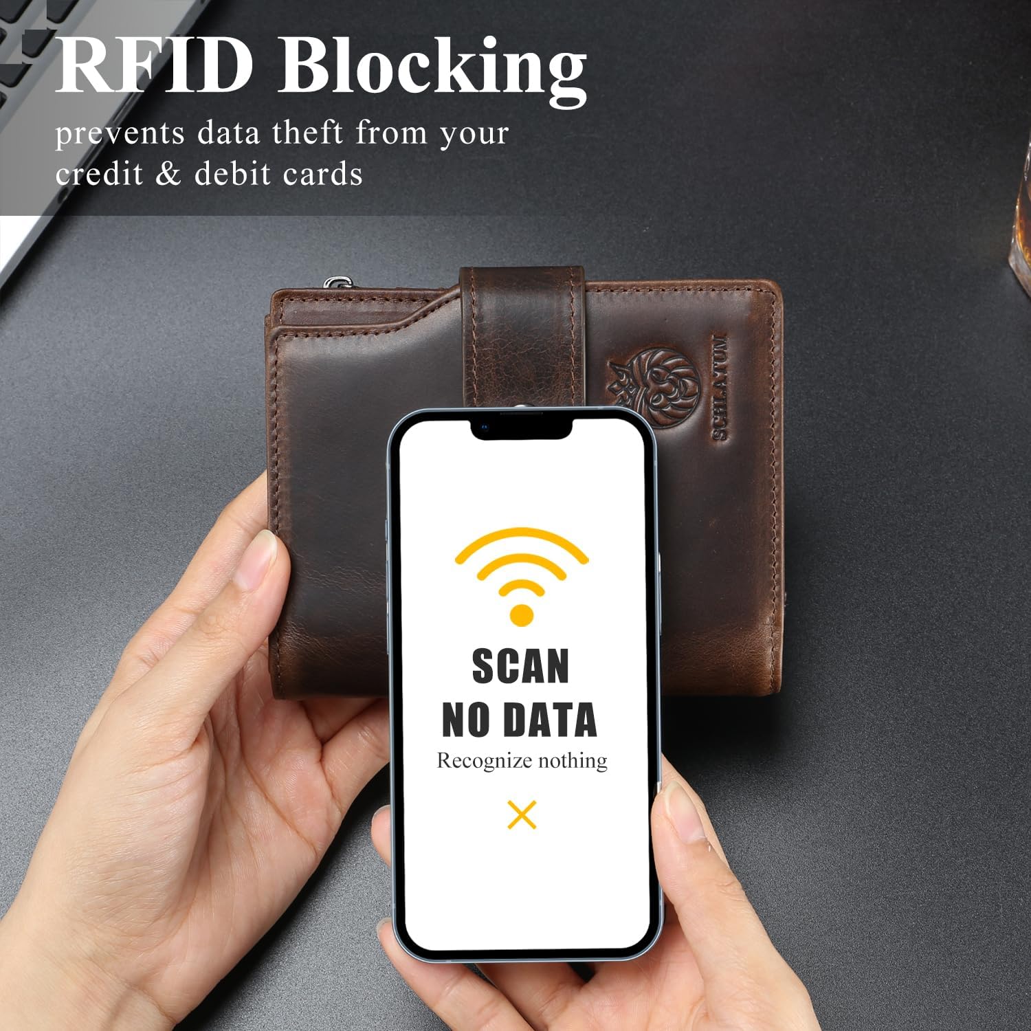 Large Capacity Wallets for Men RFID Blocking Men Wallet Leather with Coin Pocket, 18 Card Slots, Flap ID Window, Coffee - Image 3