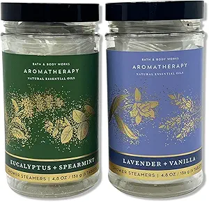 Bath & Body Works - Aromatherapy - Shower Steamers, 6 Tablets Each - 2 Pack Bundle - Lavender Vanilla and Eucalyptus Spearmint